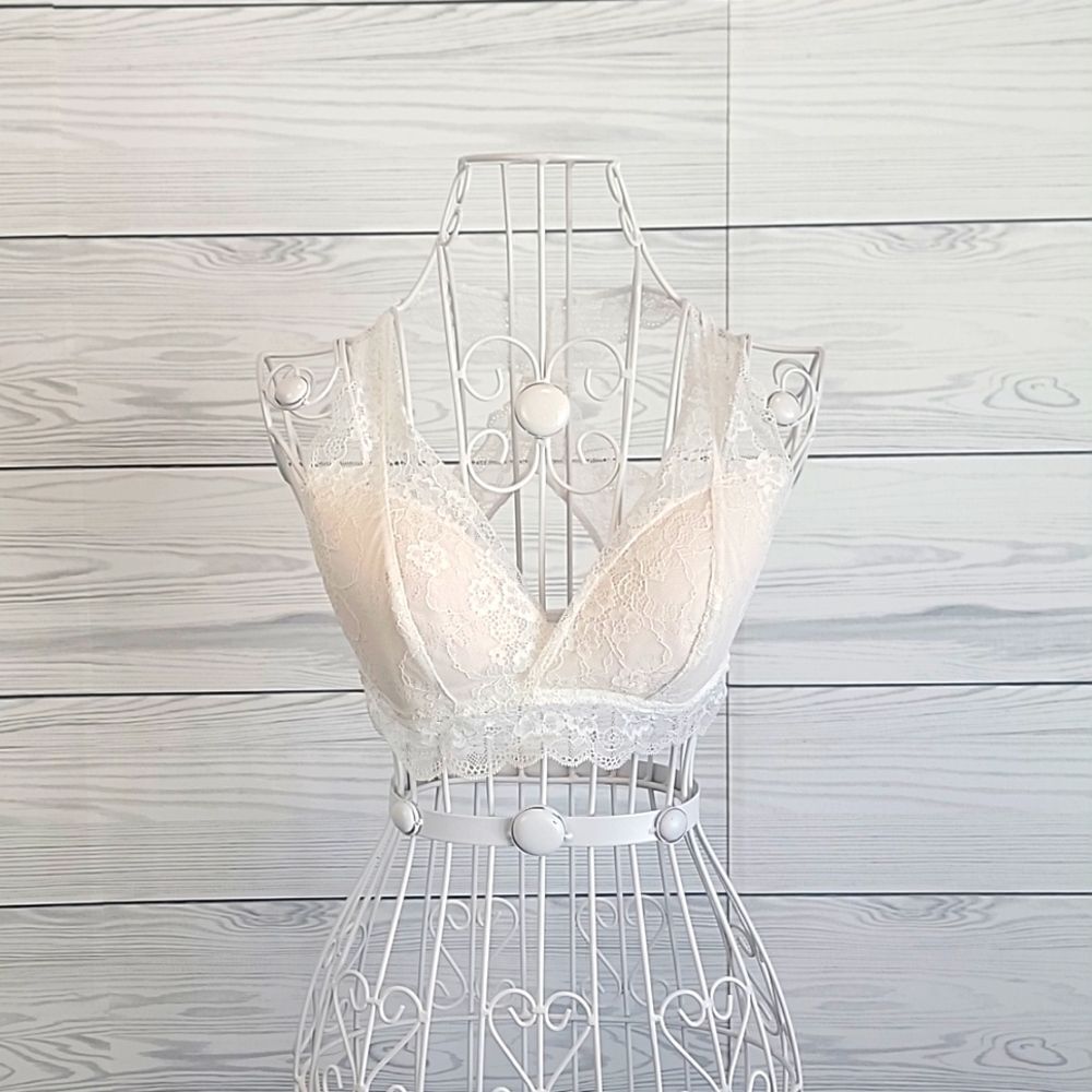 Unbranded bralette white lace racerback Women's Size S